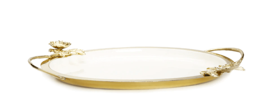 White Tray with Gold Flower Detail