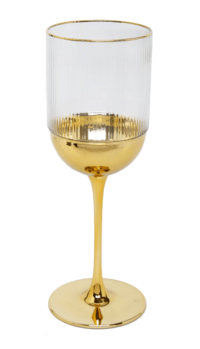 Set of 6 Wine Glasses with Gold Dipped Bottom - 2.75"D x 7.5"H