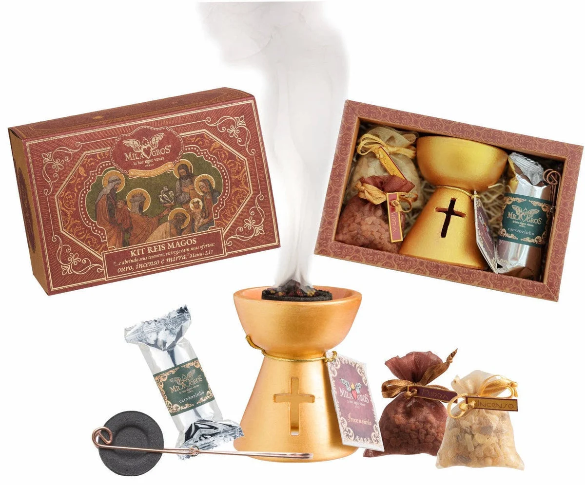 Three Wise Men Biblical Incense Kit — Frankincense, Myrrh, Gold