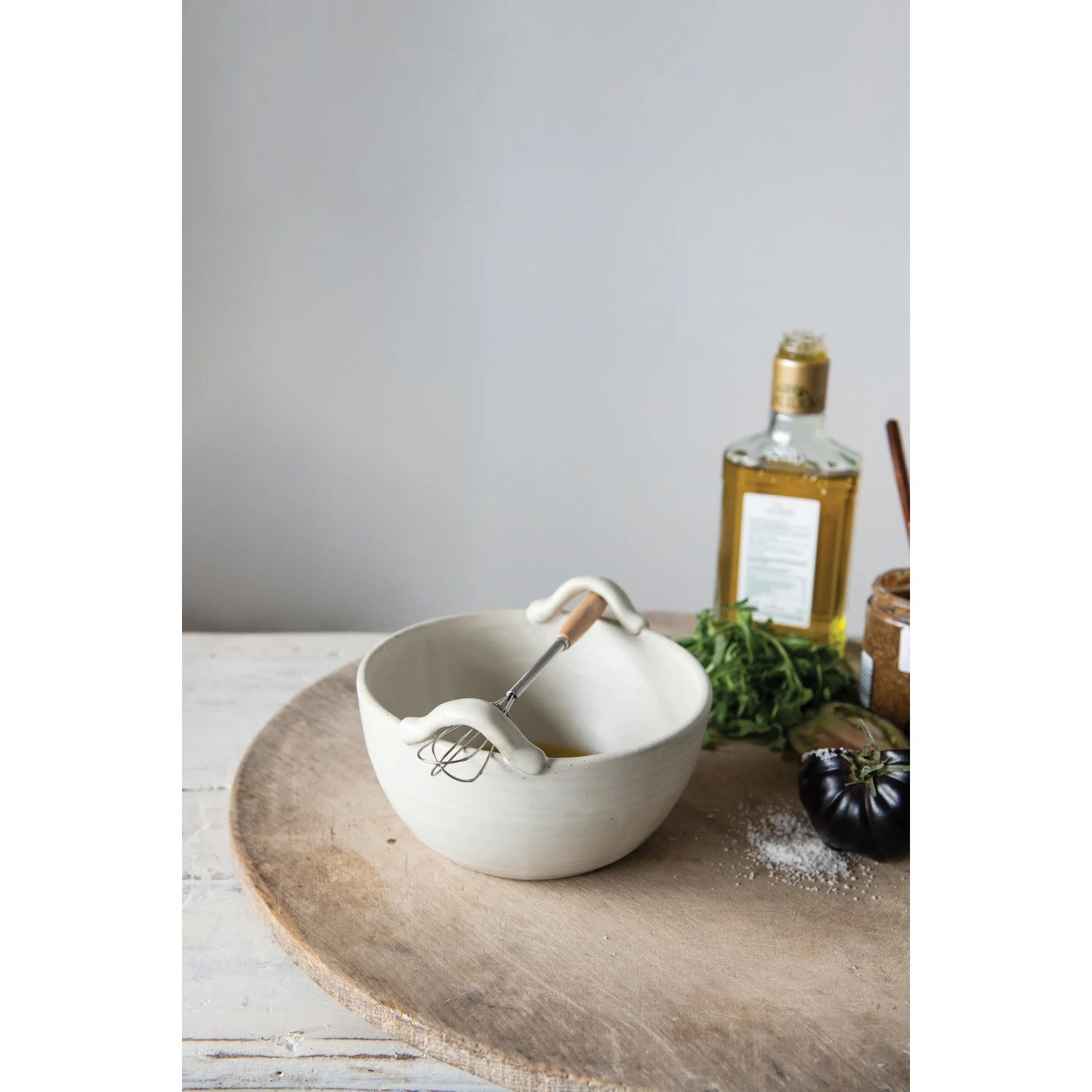 Stoneware Bowl with Wisk