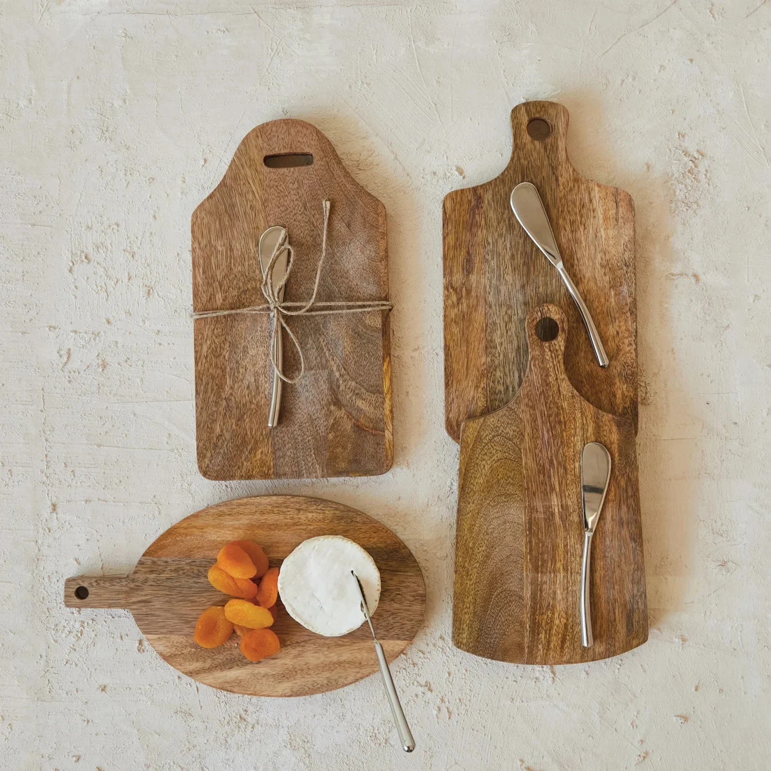 Mango Wood Cheese Cutting Board w. Canape Knife