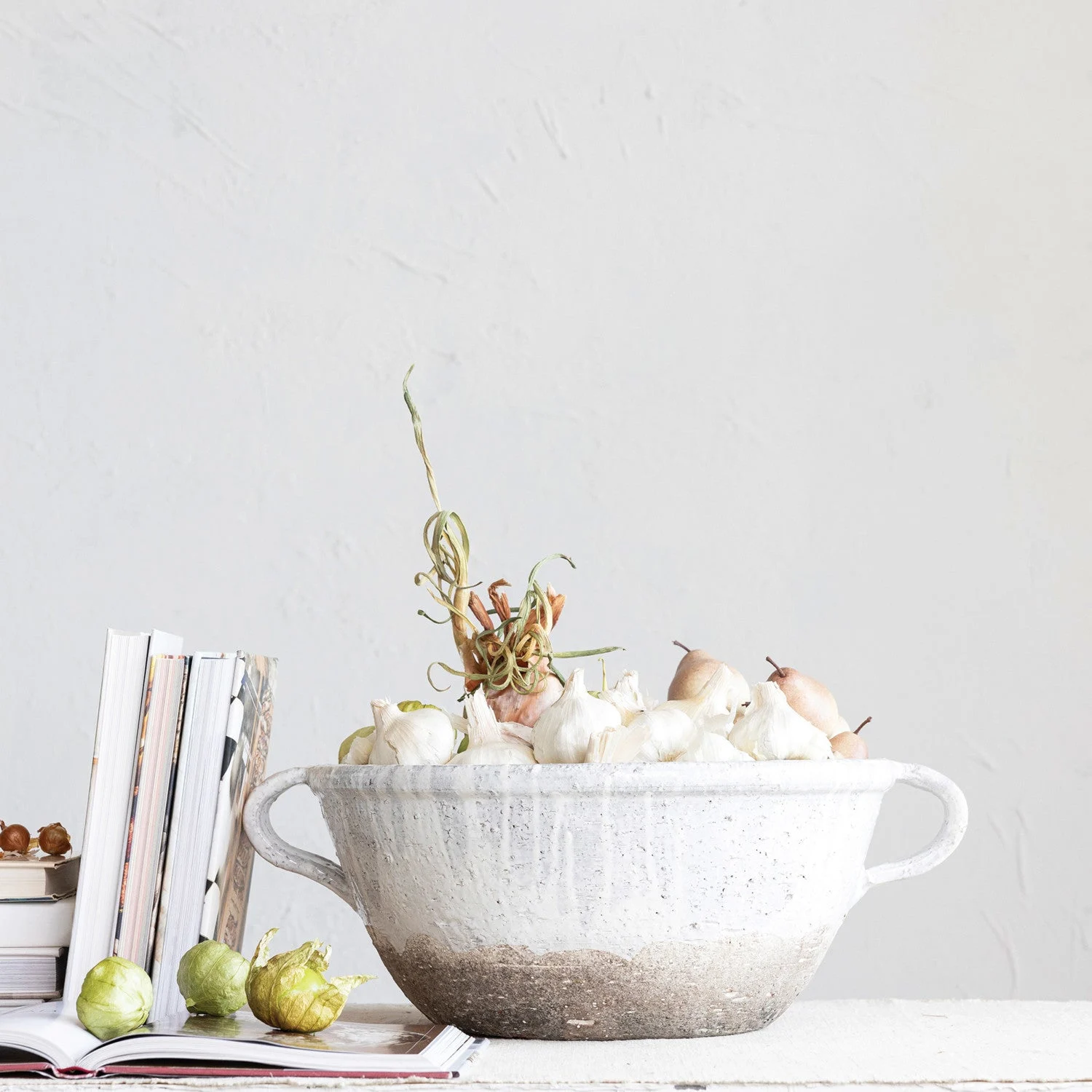 Olive Grove Distressed Terra-cotta Bowl with Handles