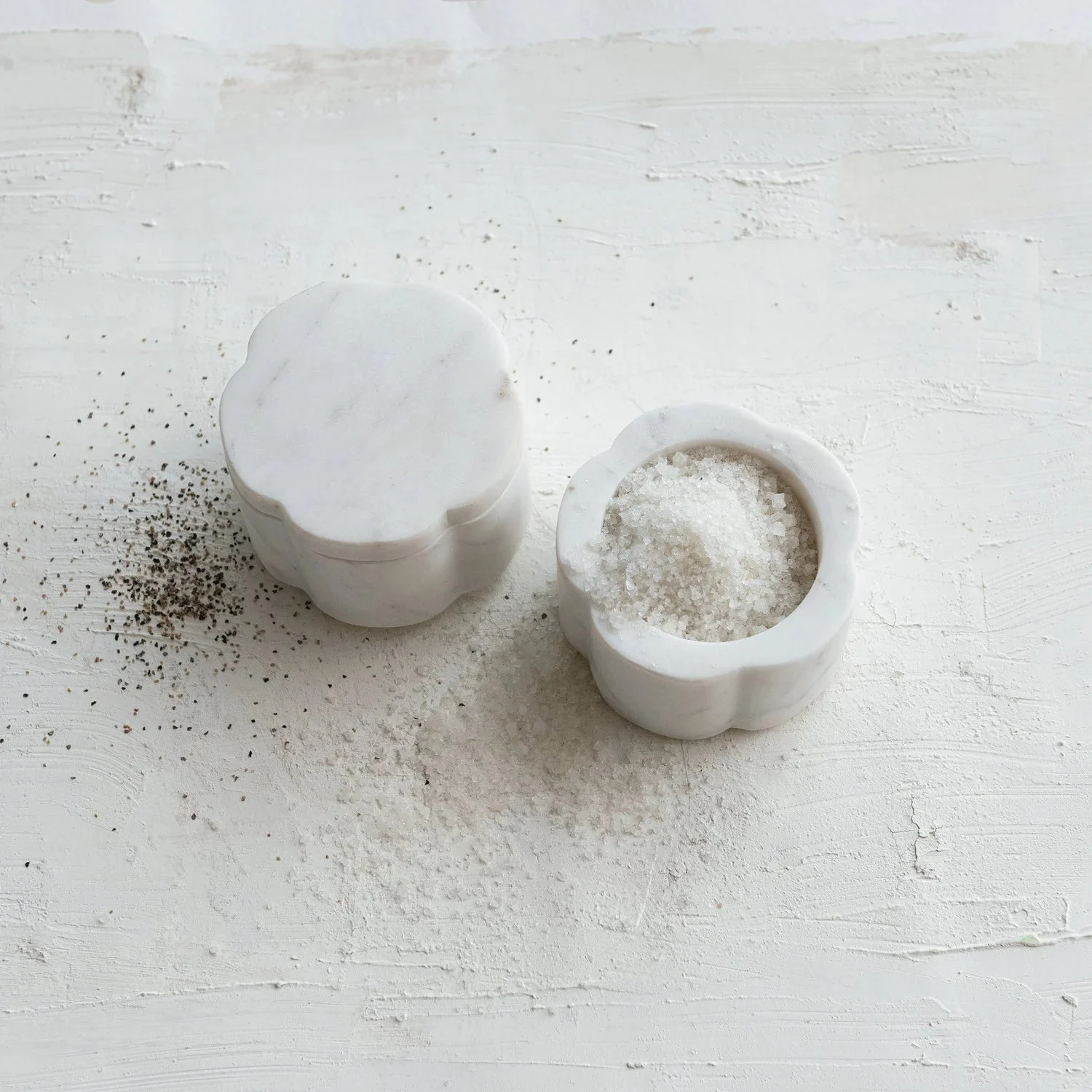 Marble Scalloped Stackable Pinch Pots