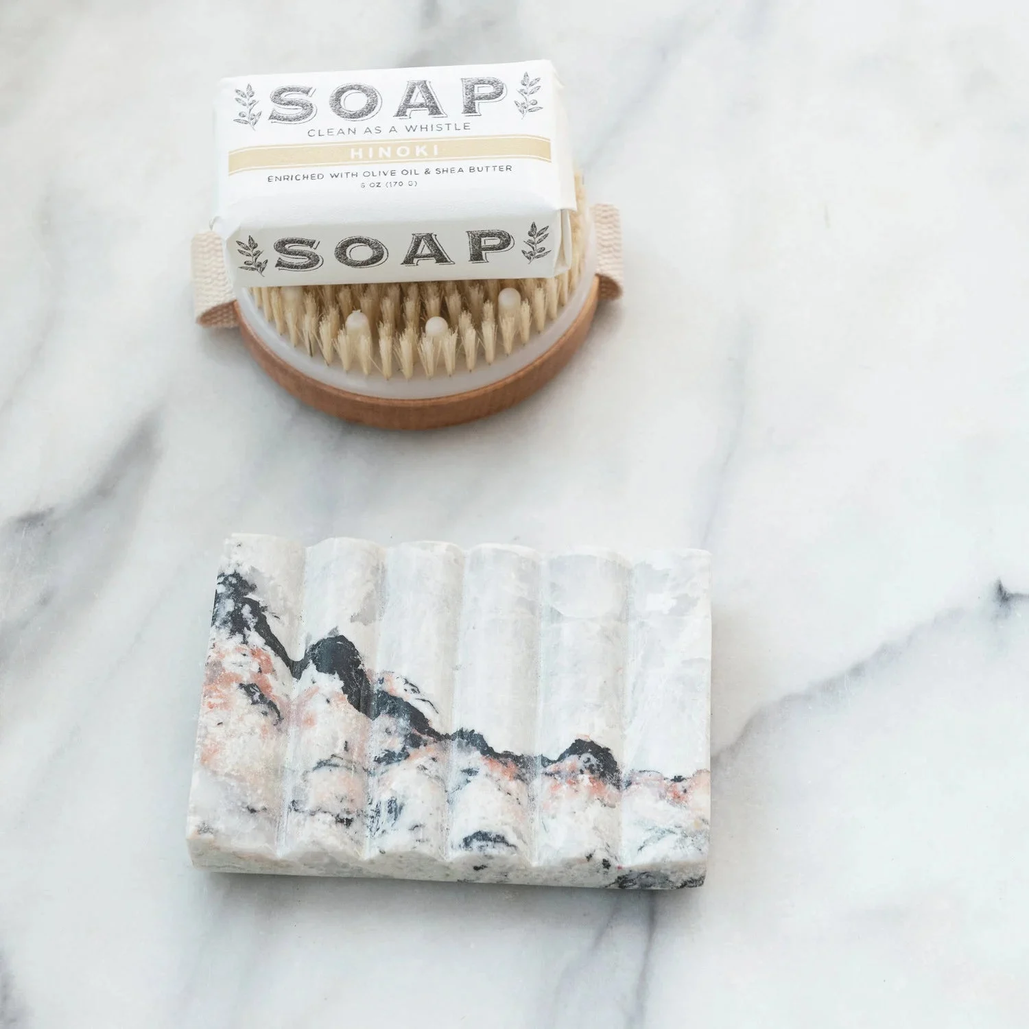 Black and Beige Mélange Marble Soap Dish