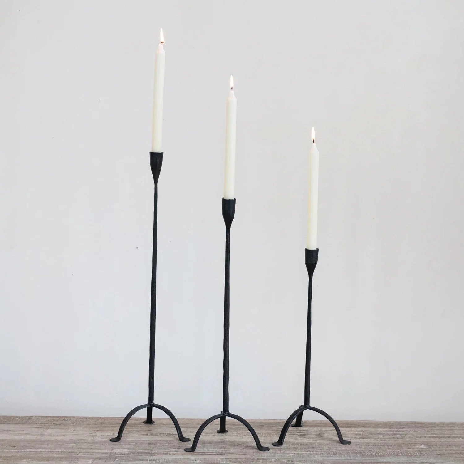 Hand-Forged Footed Cast Iron Taper Holder