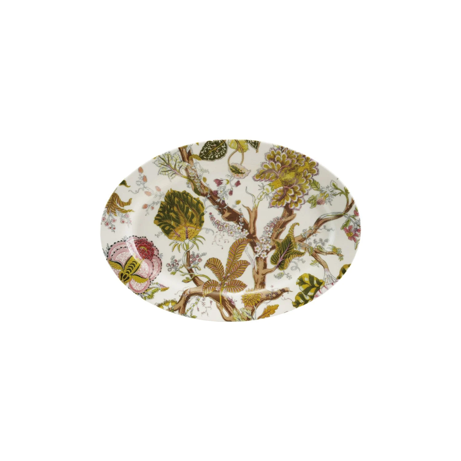 Oval Stoneware Platter with Botanical Print