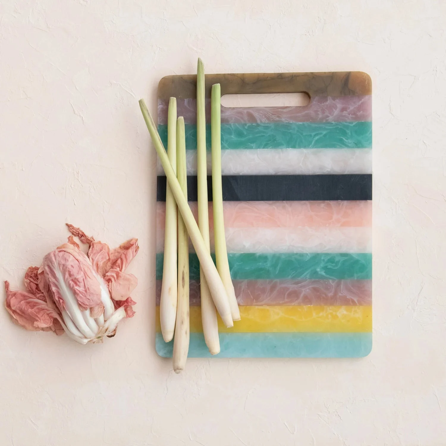 Marbled Resin Striped Cheese & Serving Board with Handle