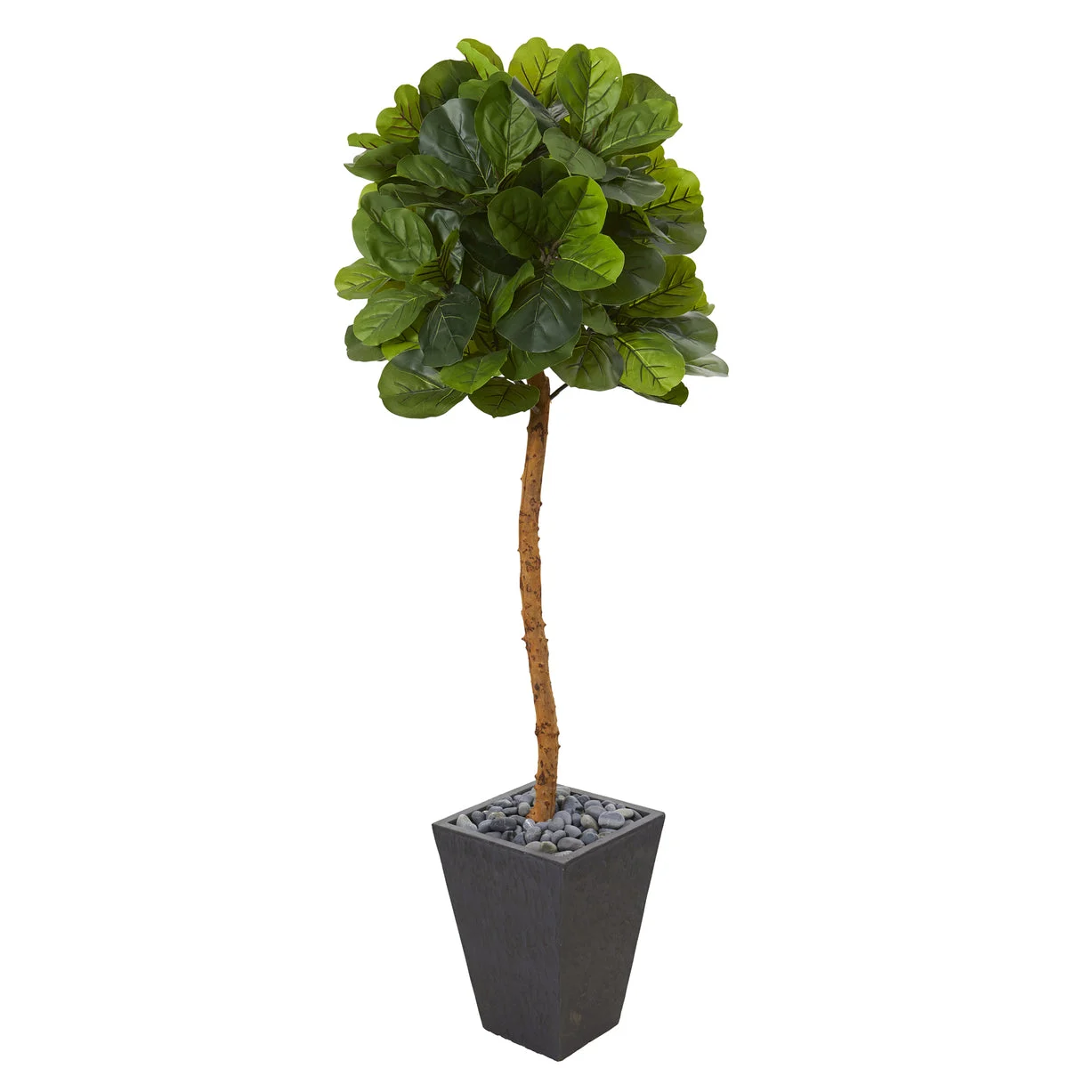 Nearly Natural T1122 5.5' Artificial Green Real Touch Fiddle Leaf Tree in Slate Planter