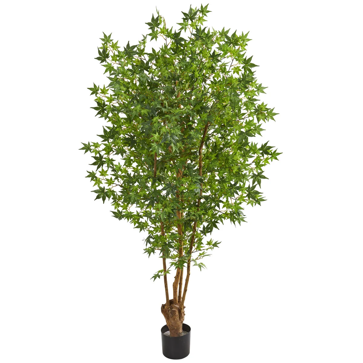 Nearly Natural 9174 6' Artificial Green Maple Tree in Black Planter