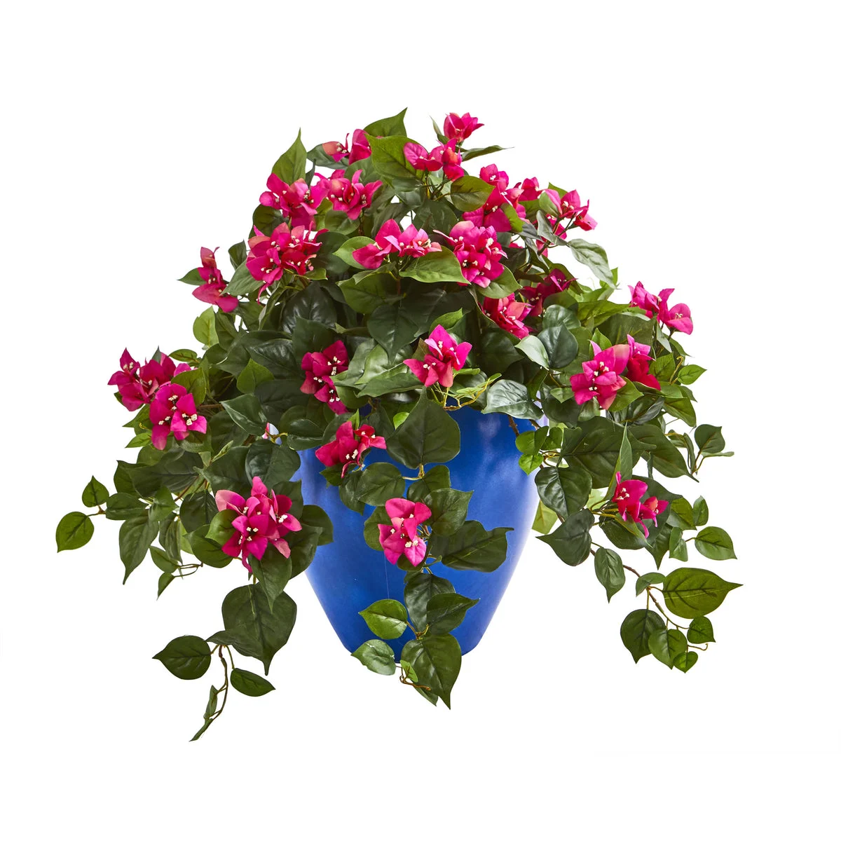 Nearly Natural Bougainvillea Artificial Plant in Blue Planter
