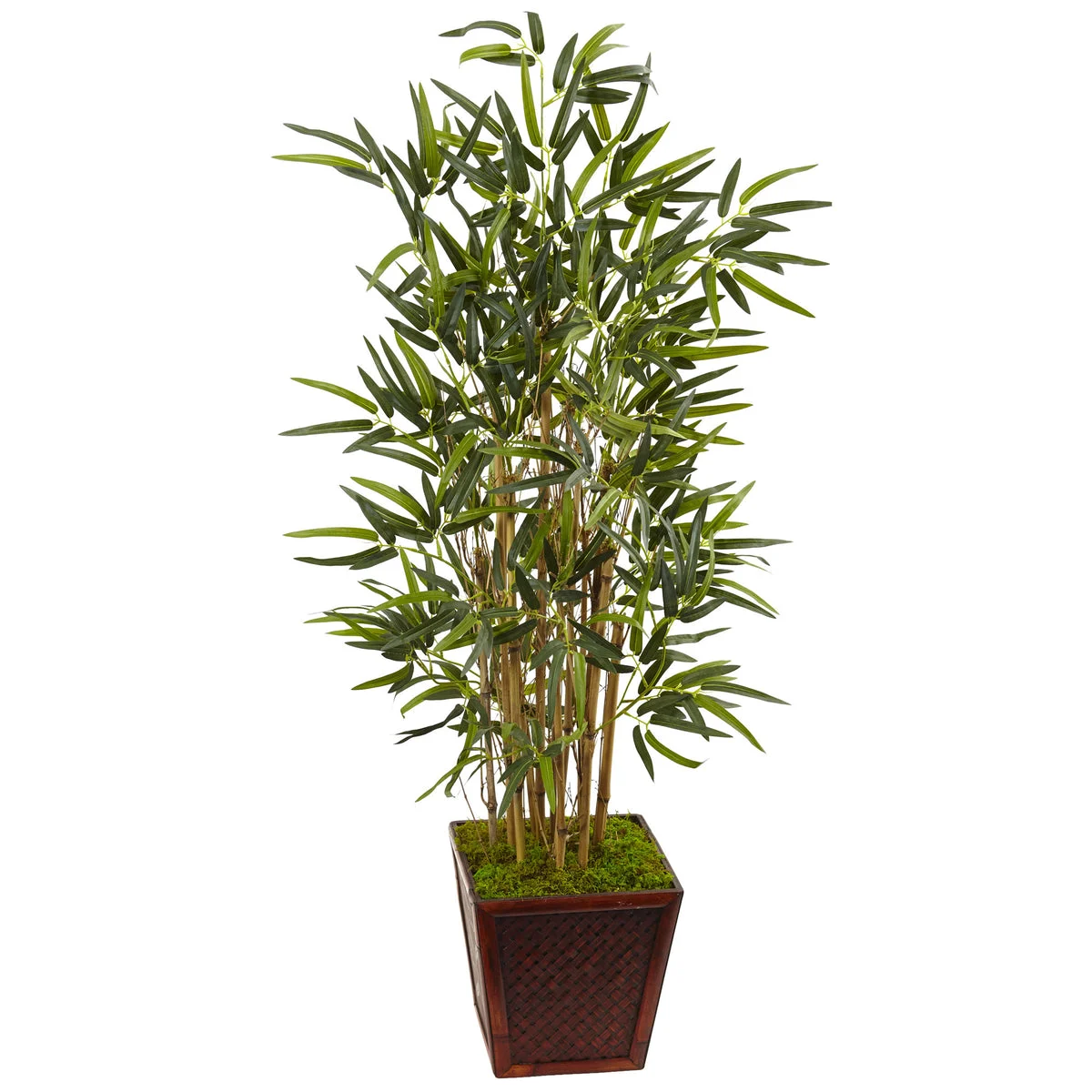 Nearly Natural 5803 4' Artificial Green Bamboo Tree in Bamboo Square