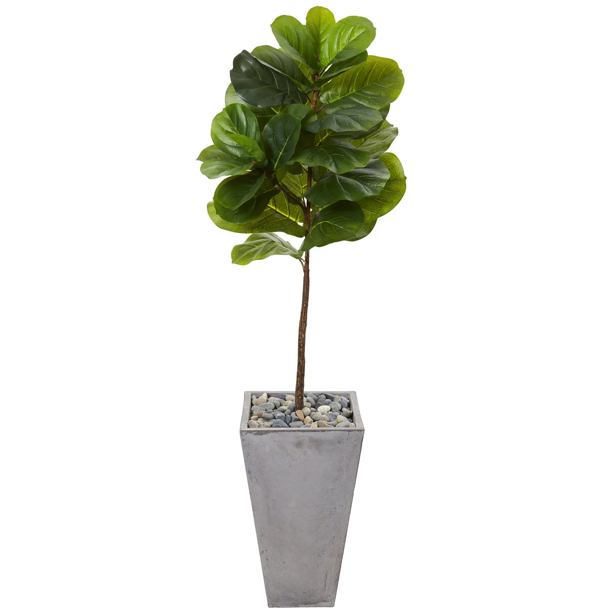 Nearly Natural T1155 5' Artificial Green Real Touch Fiddle Leaf Tree in Cement Planter