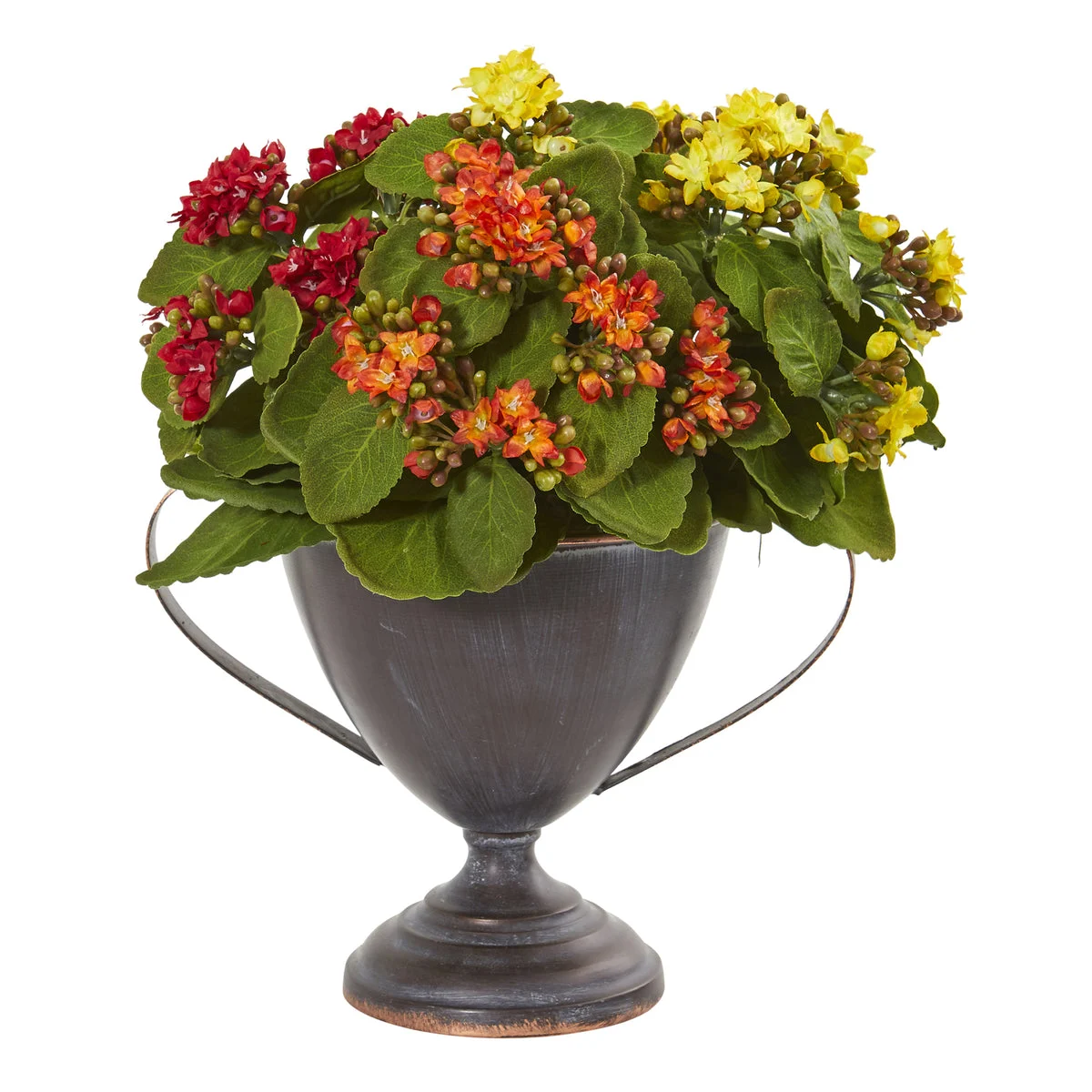 Nearly Natural 13`` Kalanchoe Artificial Plant in Decorative Goblet
