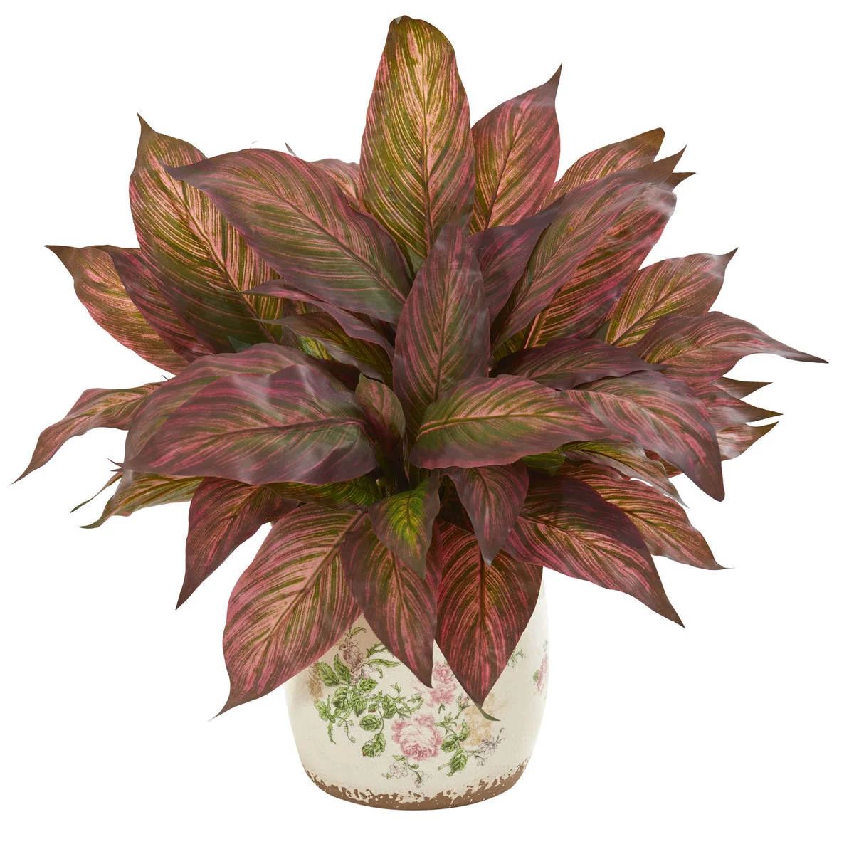 Nearly Natural 21`` Musa Artificial Plant in Floral Print Vase