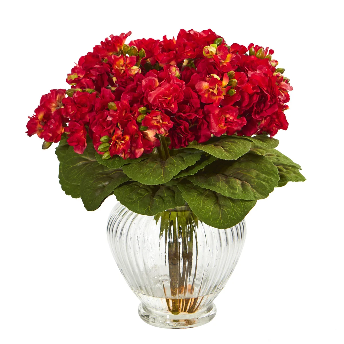 Nearly Natural Violet Artificial Arrangement in Glass Vase