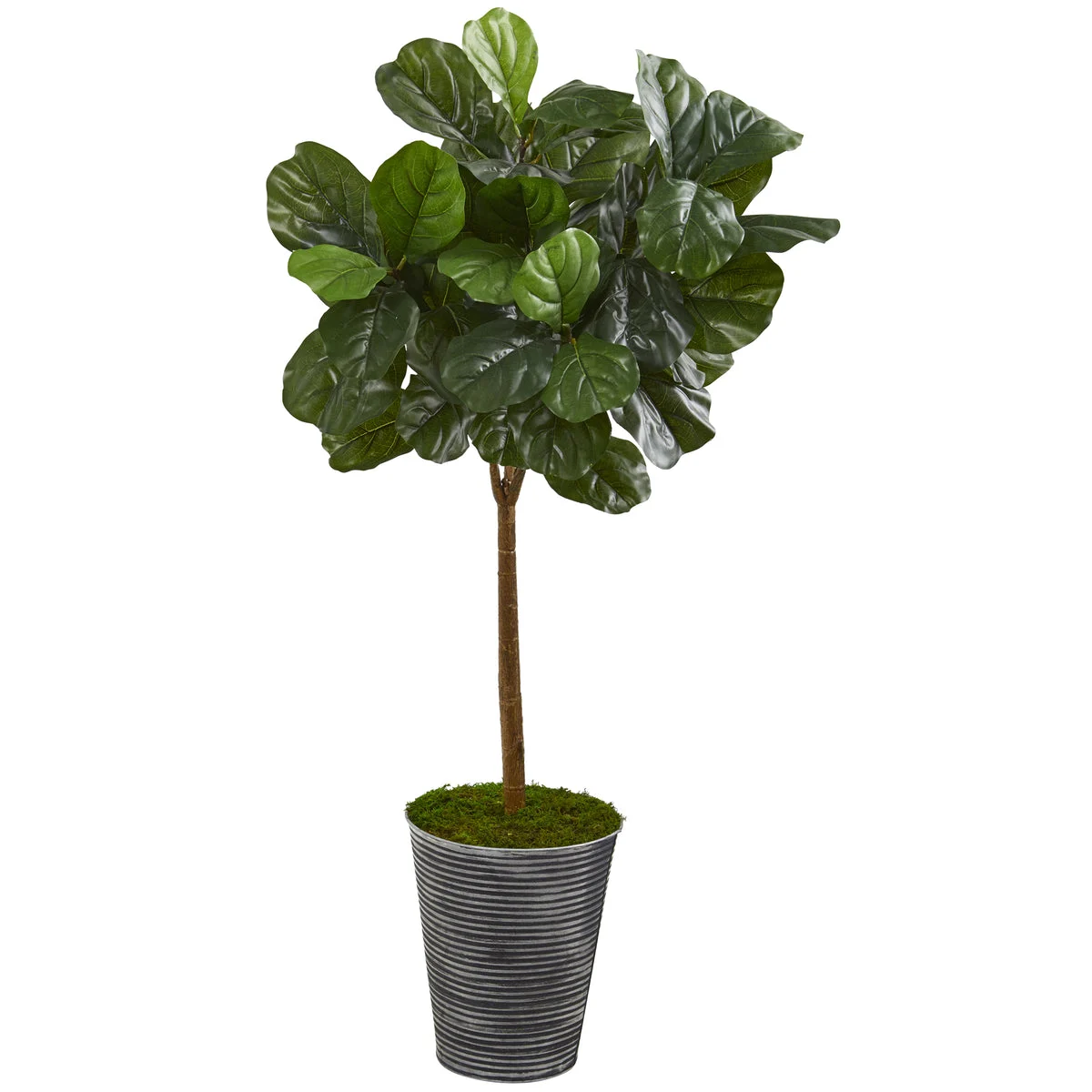 Nearly Natural T1176 46" Artificial Green Real Touch Fiddle Leaf Tree in Decorative Tin Planter