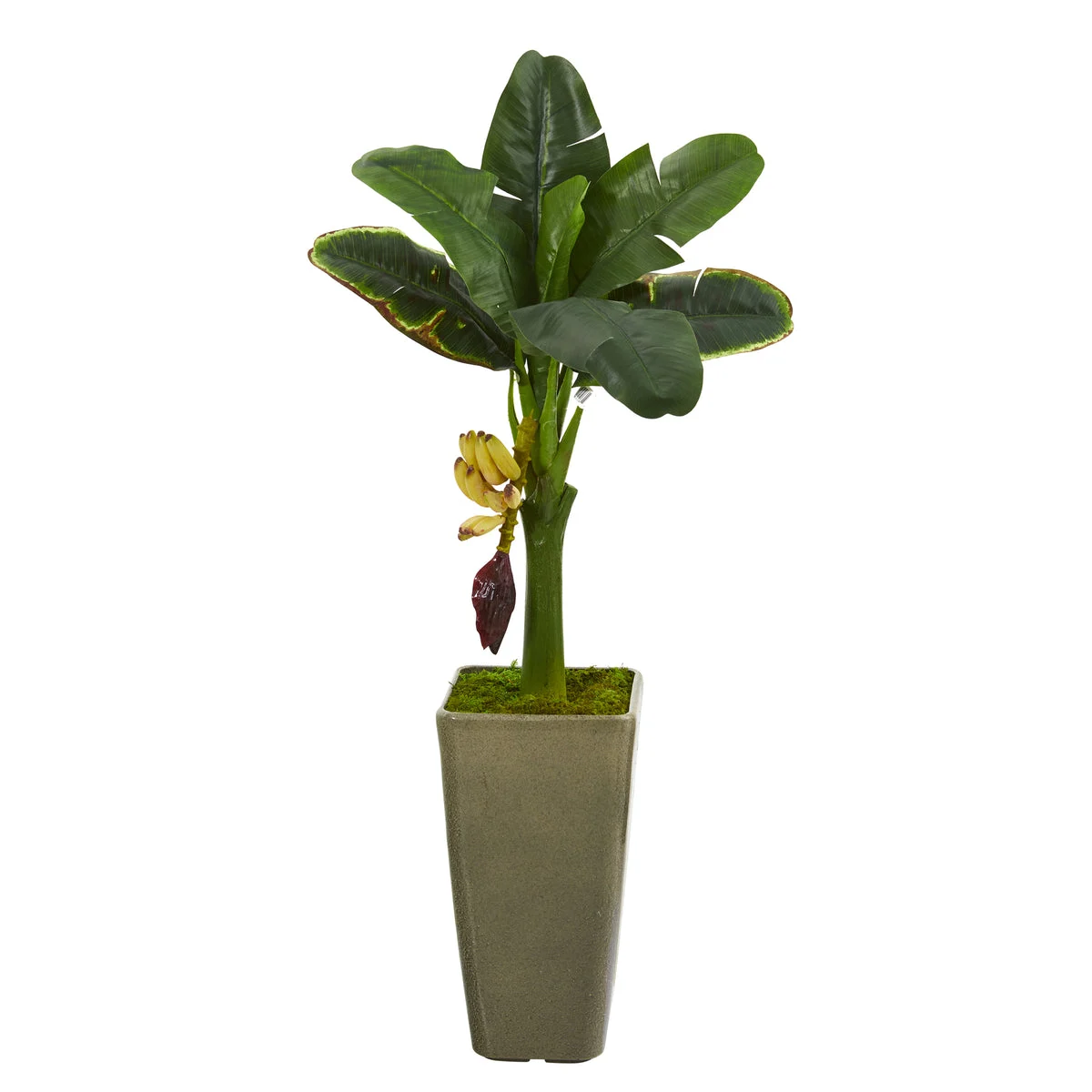 Nearly Natural T1182 3' Artificial Green Banana Tree in Olive Green Planter