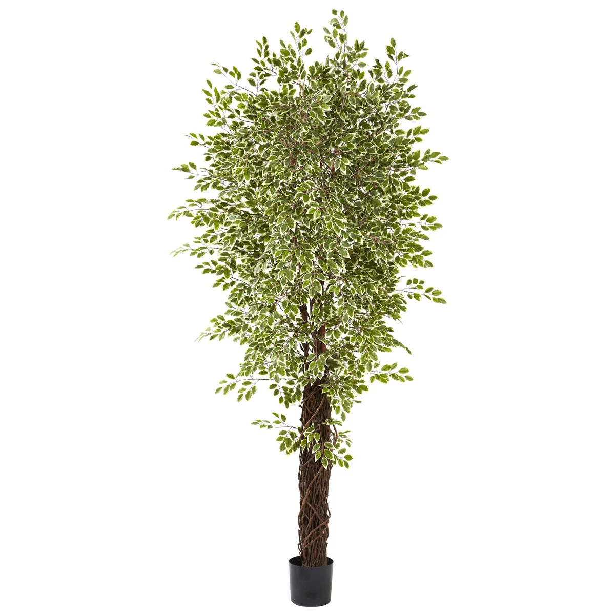 Nearly Natural 5431 7.5' Artificial Green Variegated Mini Ficus Tree with 4131 Leaves