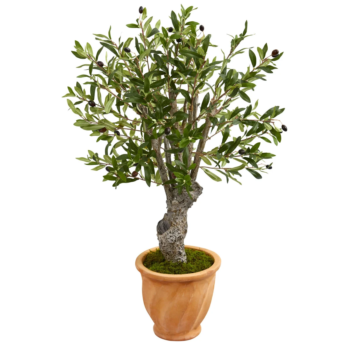 Nearly Natural 5797 3' Artificial Green Olive Tree in Terracotta Planter