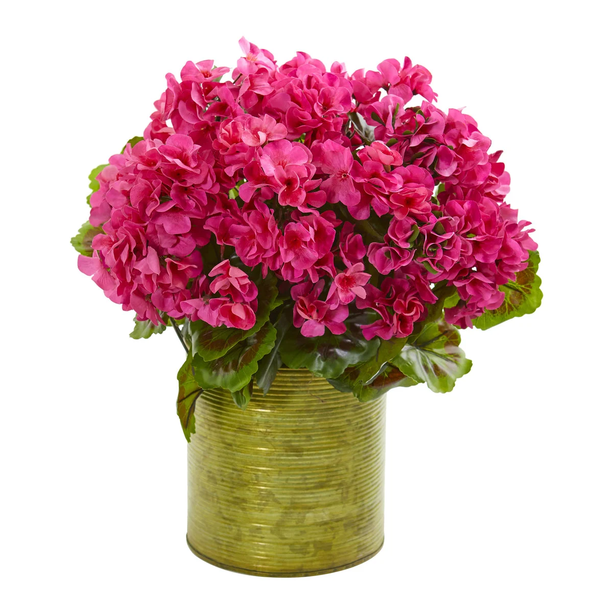 Nearly Natural Geranium Artificial Plant in Metal Planter UV Resistant (Indoor/Outdoor)
