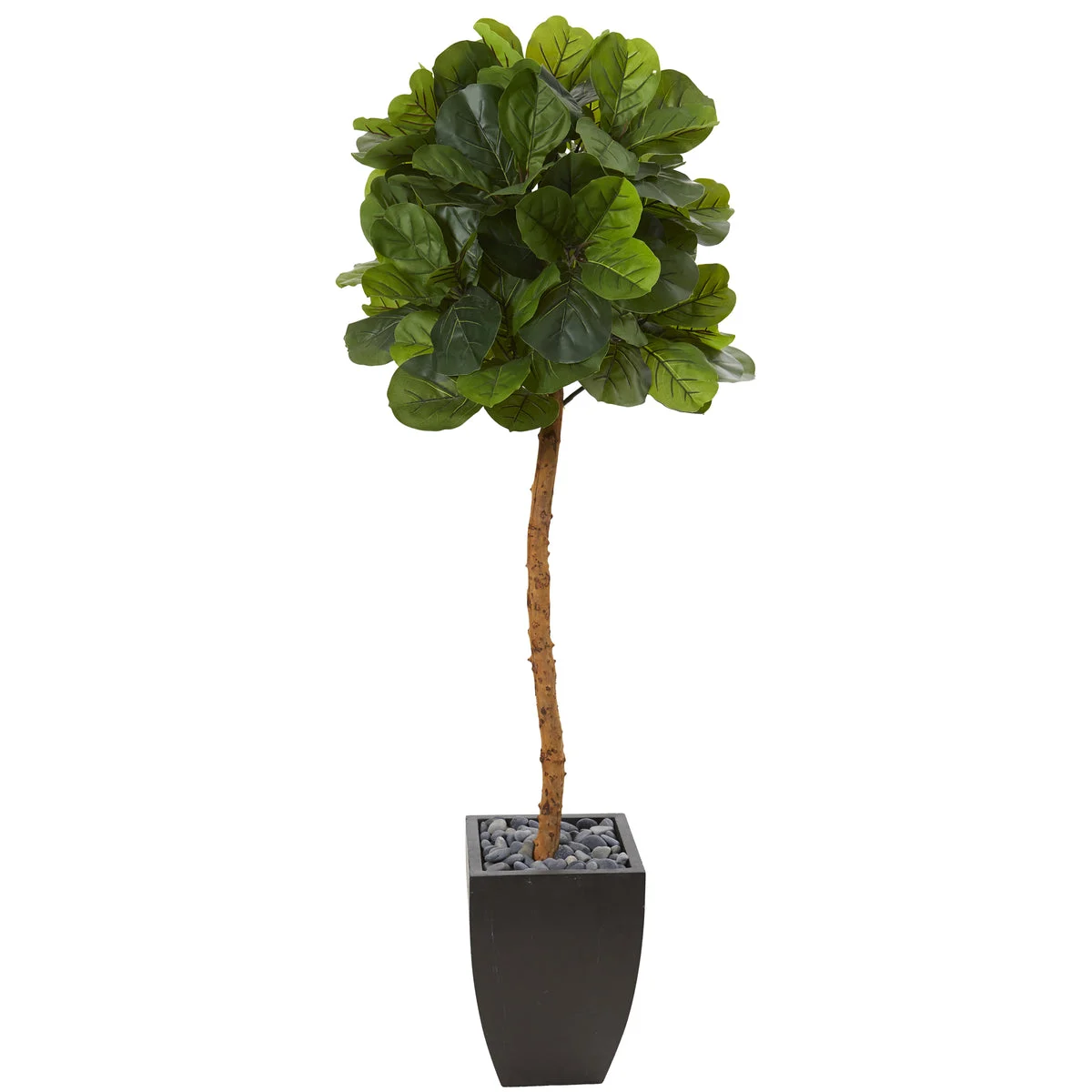 Nearly Natural T1121 64" Artificial Green Real Touch Fiddle Leaf Tree in Black Planter
