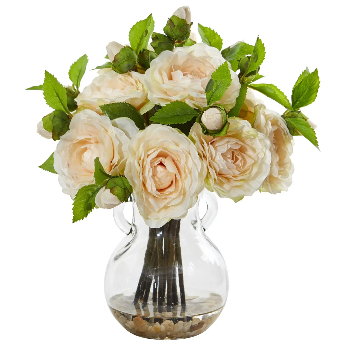Nearly Natural Camellia Artificial Arrangement in Vase