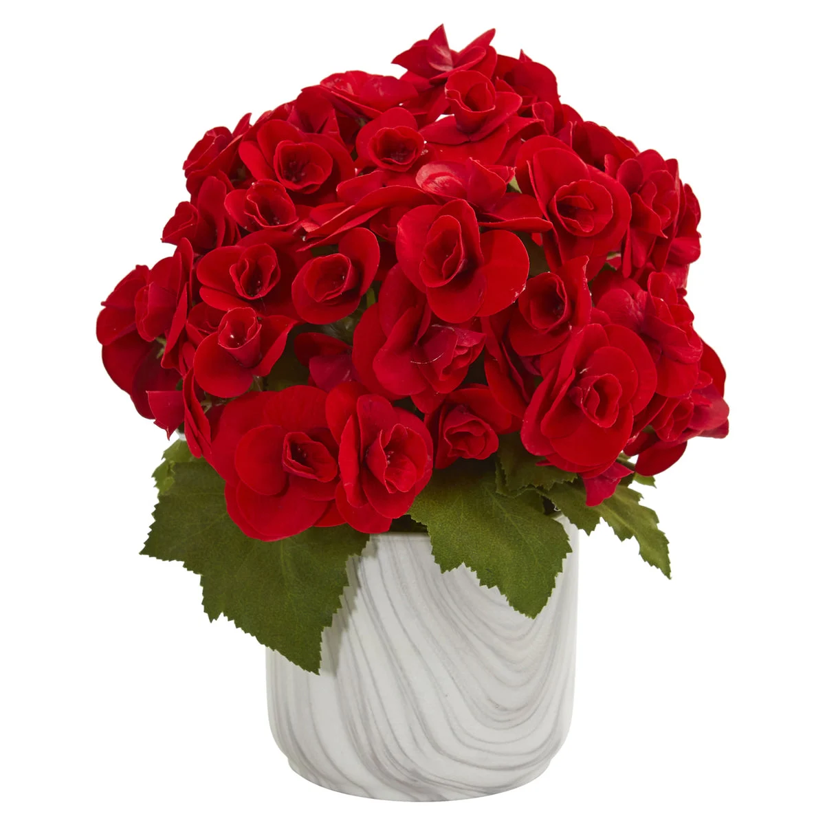 Nearly Natural Begonia Artificial Arrangement in Vase