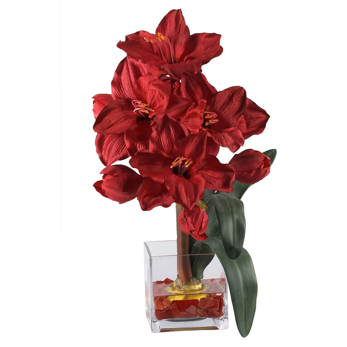 Nearly Natural Amaryllis Liquid Illusion Silk Flower Arrangement