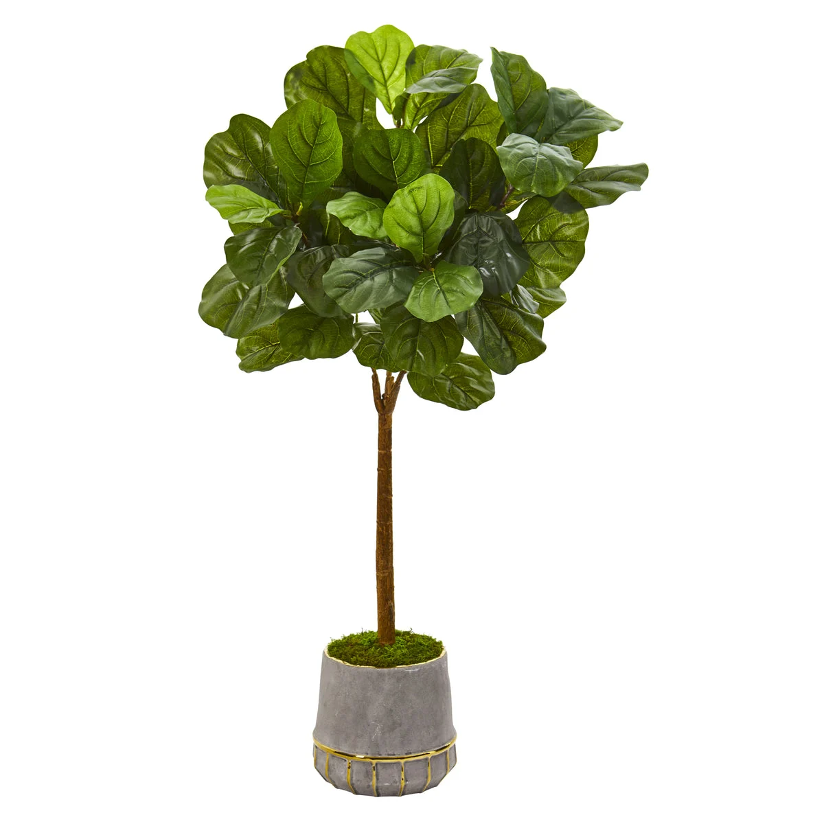Nearly Natural T1179 41" Artificial Green Real Touch Fiddle Leaf Tree in Stoneware Planter with Gold Trimming