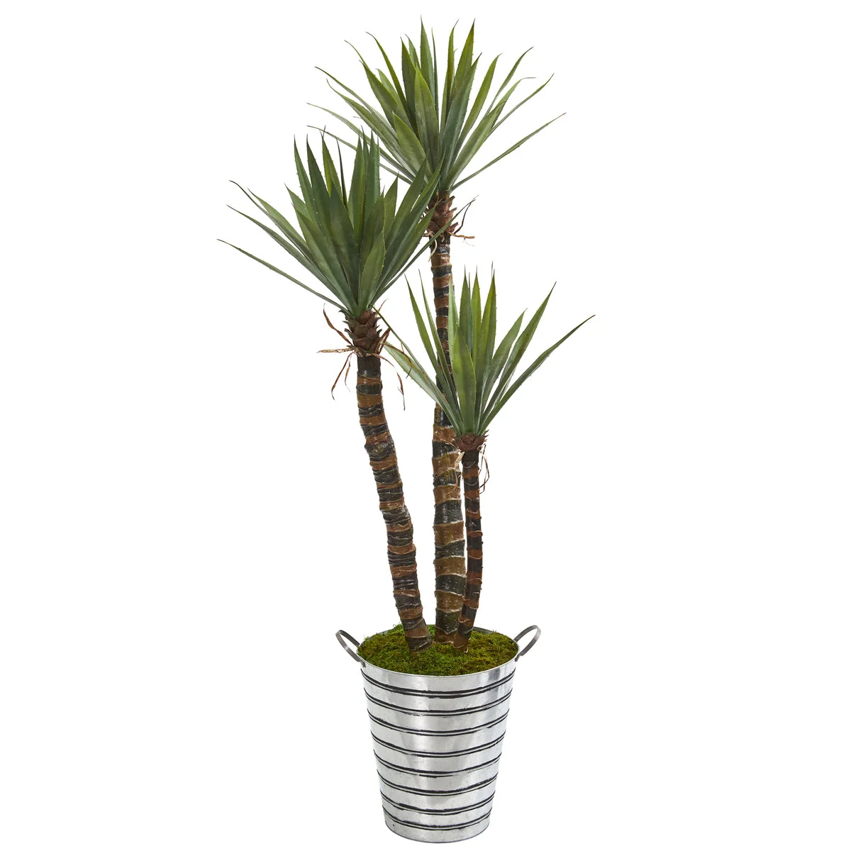 Nearly Natural 9971 63" Artificial Green Yucca Tree in Tin Bucket