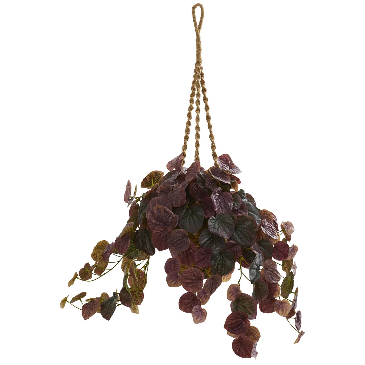 Nearly Natural 34`` Peperomia Artificial Plant in Hanging Basket (Real Touch)