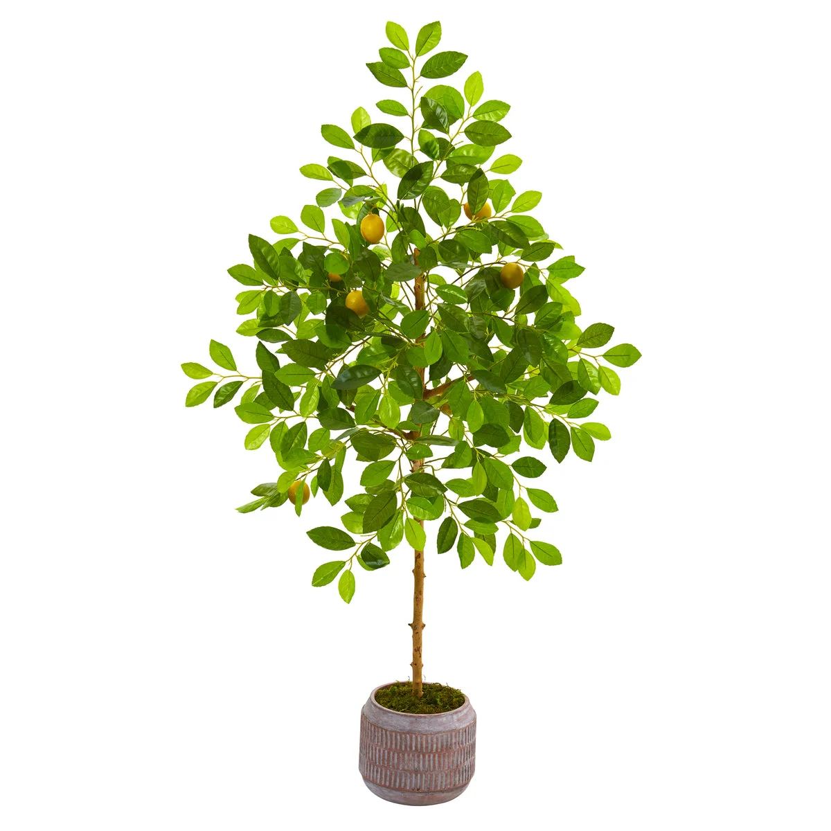 Nearly Natural 9619 51" Artificial Green Lemon Tree in Stoneware Planter
