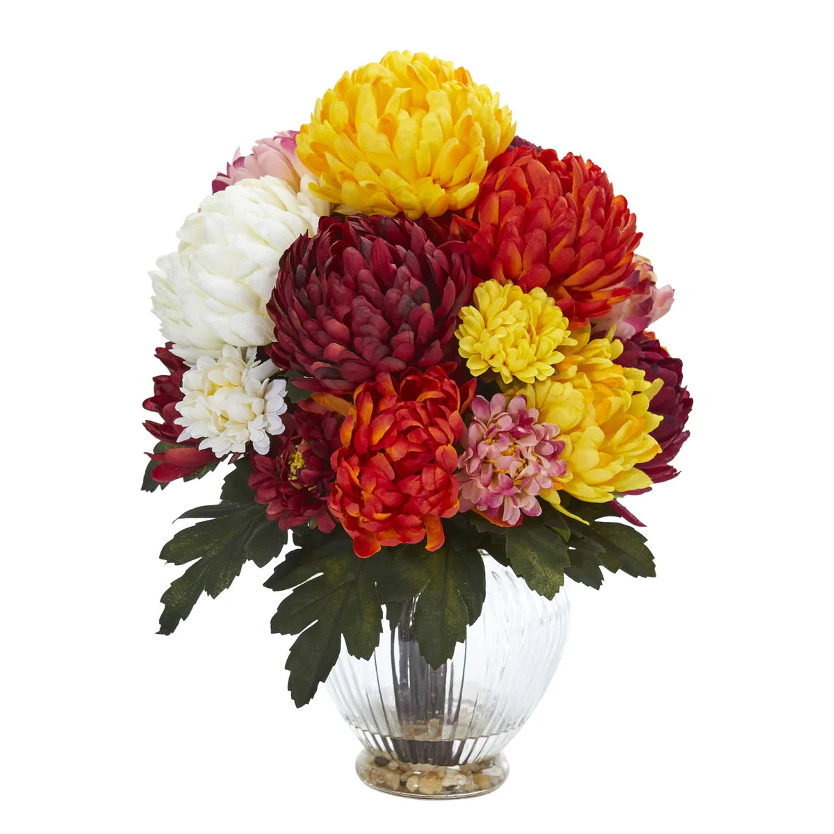 Nearly Natural Mum Artificial Arrangement in Vase