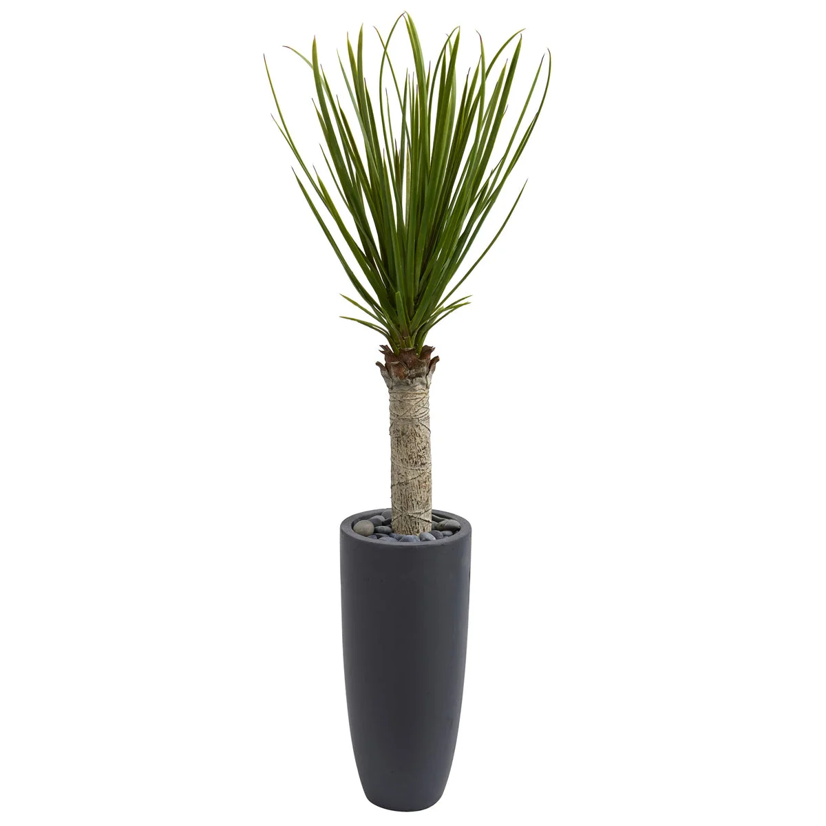 Nearly Natural 5798 4' Artificial Green Yucca Tree in Gray Cylinder Planter
