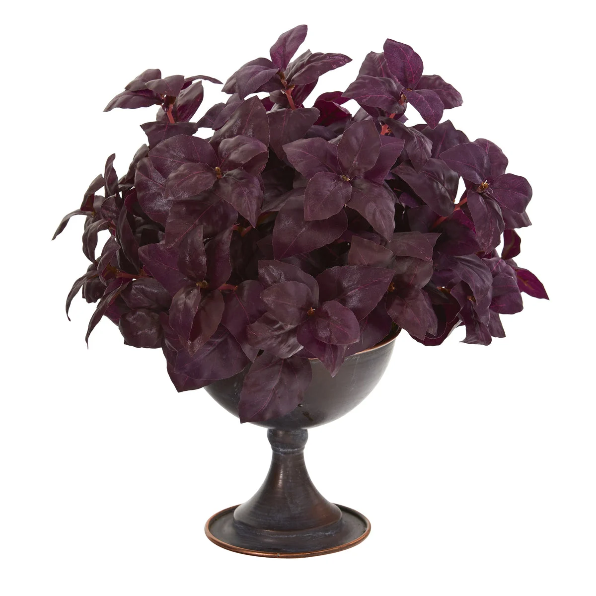 Nearly Natural 13`` Basil Artificial Plant in Metal Chalice