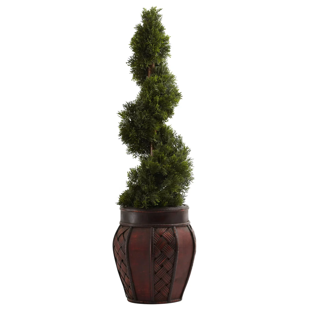 Nearly Natural 5926 31" Artificial Green Cedar Spiral Tree with Decorative Planter