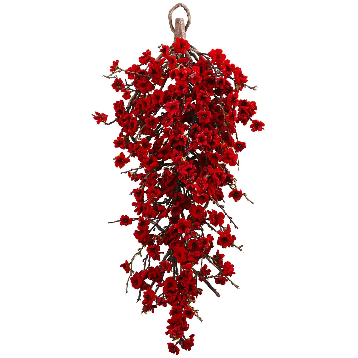 Nearly Natural 4883 28" Artificial Red Polyester Plum Blossom Teardrop