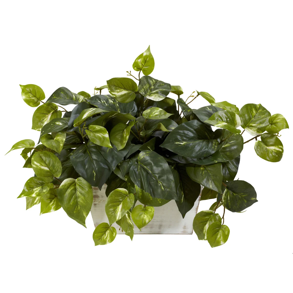 Nearly Natural Pothos w/White Wash Planter Silk Plant