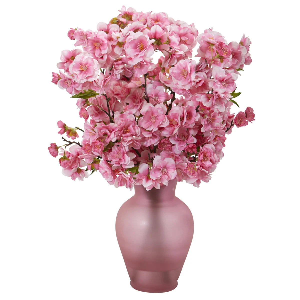 Nearly Natural 18`` Cherry Blossom Artificial Arrangement in Rose Colored Vase