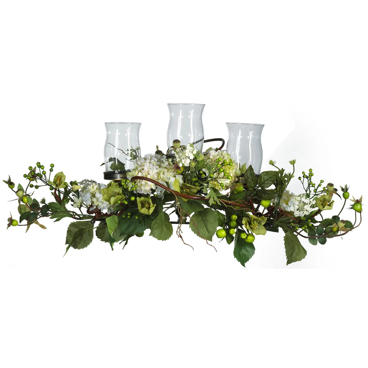 Nearly Natural Hydrangea Triple Candleabrum Centerpiece