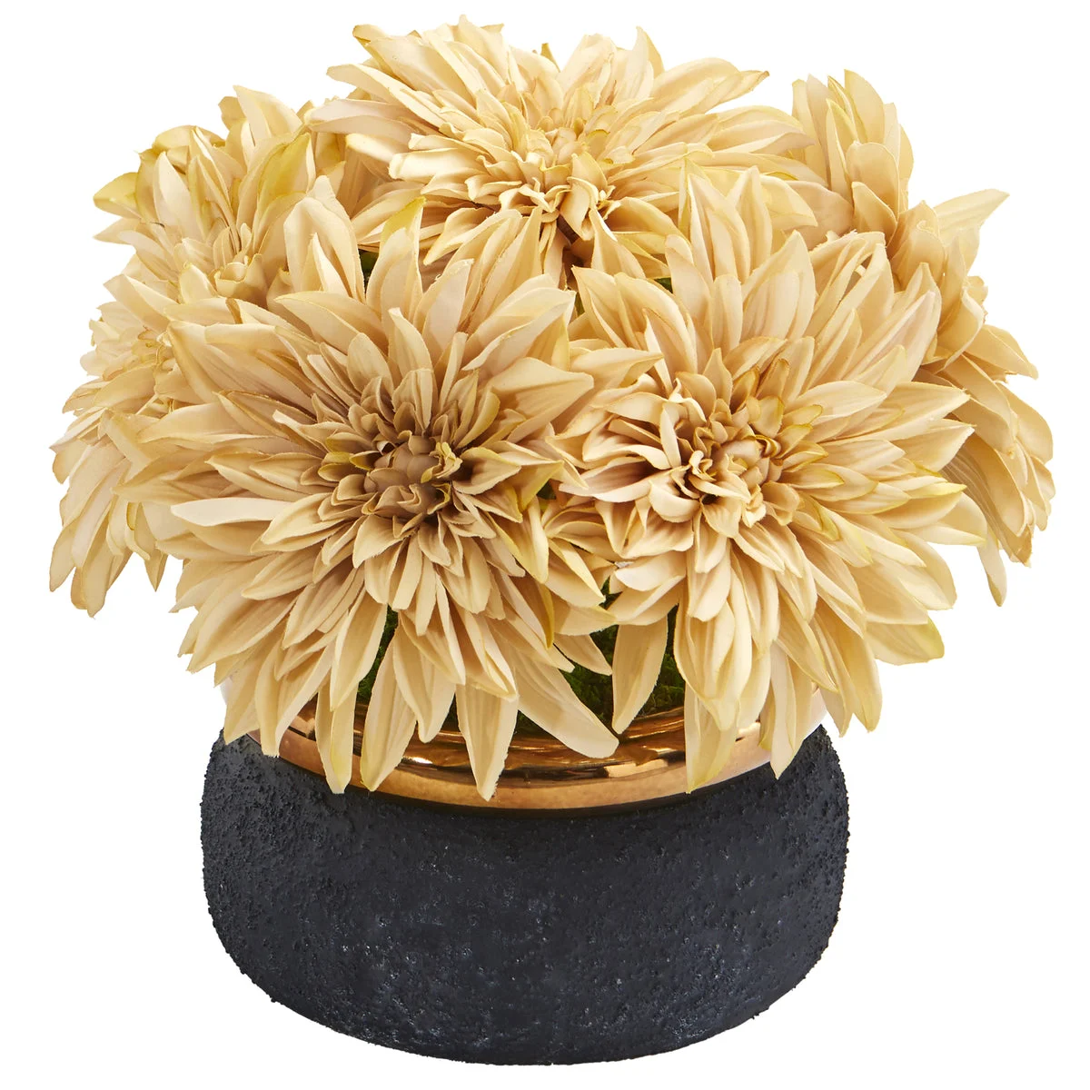 Nearly Natural 13`` Dahlia Artificial Arrangement in Stoneware Vase