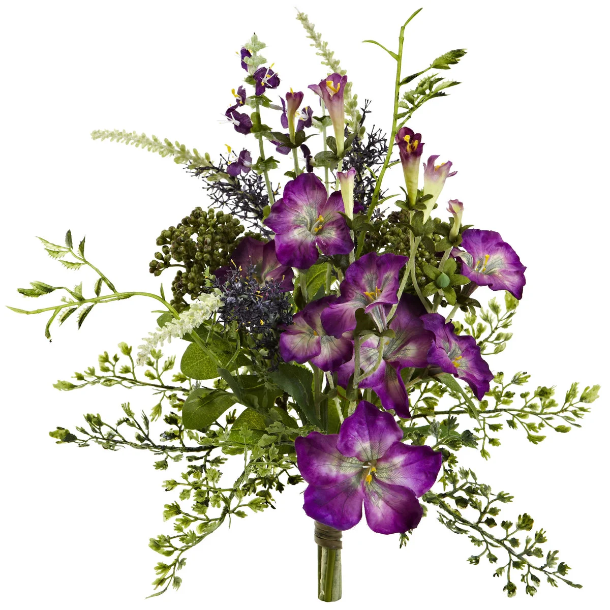 Nearly Natural 2185-S3 9" Artificial Purple Morning Glory Flower Bundle, Set of 3
