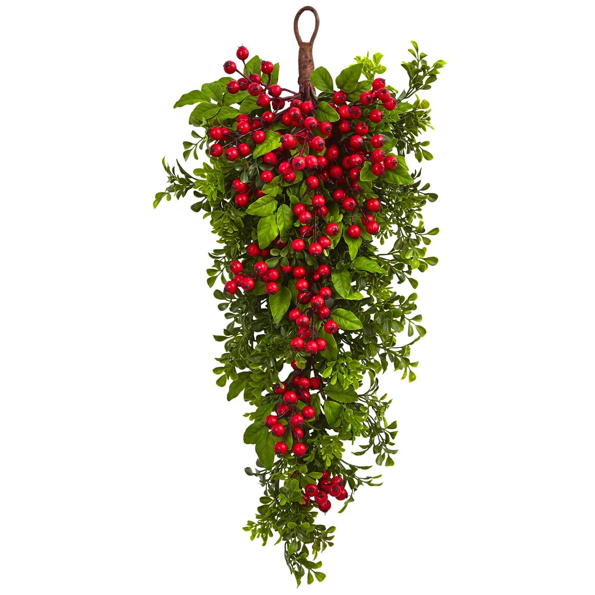 Nearly Natural 4562 26" Artificial Green & Red Berry Boxwood Teardrop Shaped