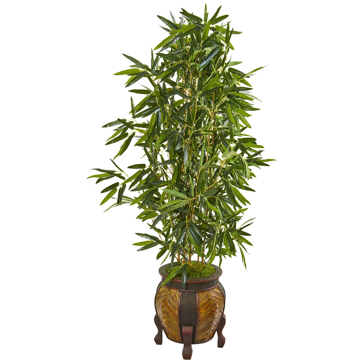 Nearly Natural 9335 5' Artificial Green Real Touch Bamboo Tree in Decorative Planter