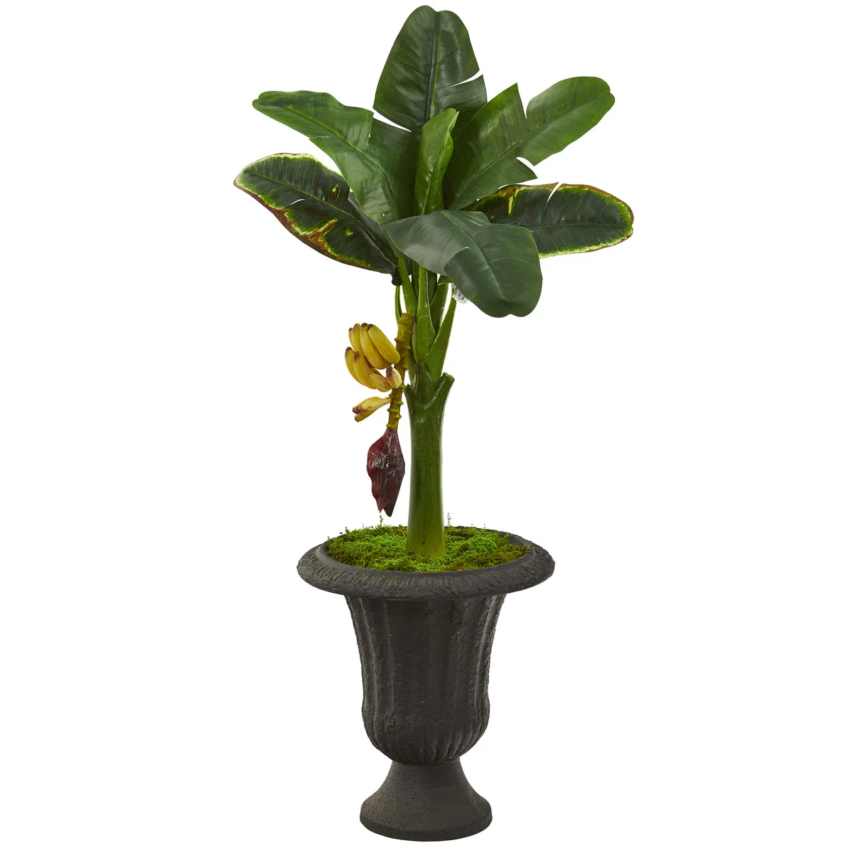 Nearly Natural T1187 38" Artificial Green Banana Tree in Charcoal Urn
