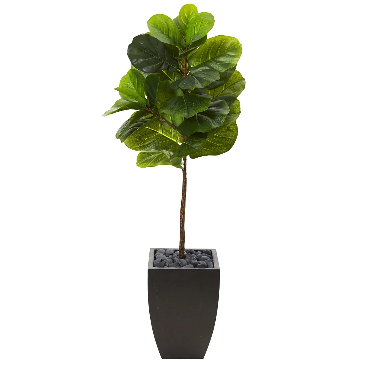Nearly Natural T1162 4.5' Artificial Green Real Touch Fiddle Leaf Tree in Black Planter