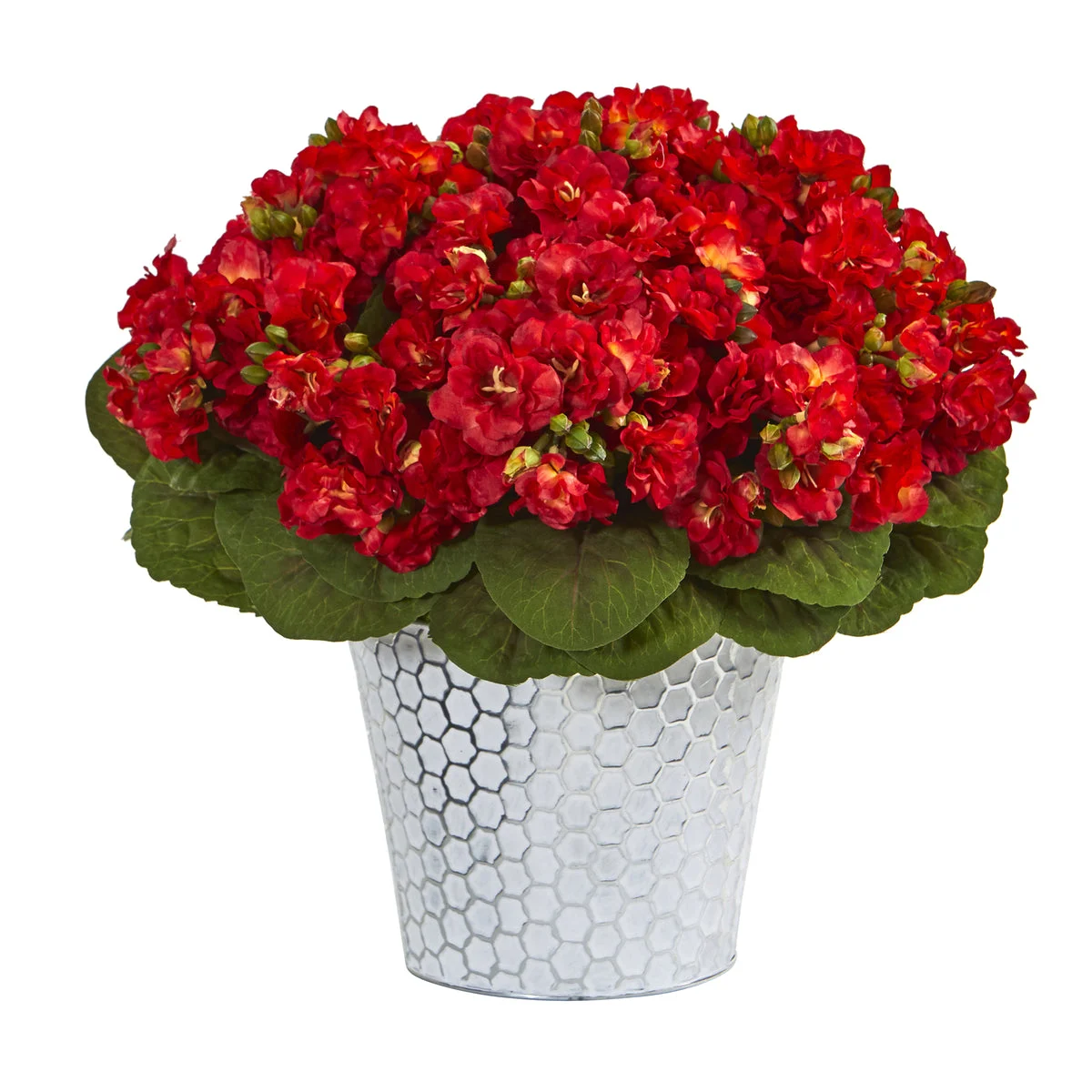 Nearly Natural 13`` Violet Artificial Plant in Embossed White Planter
