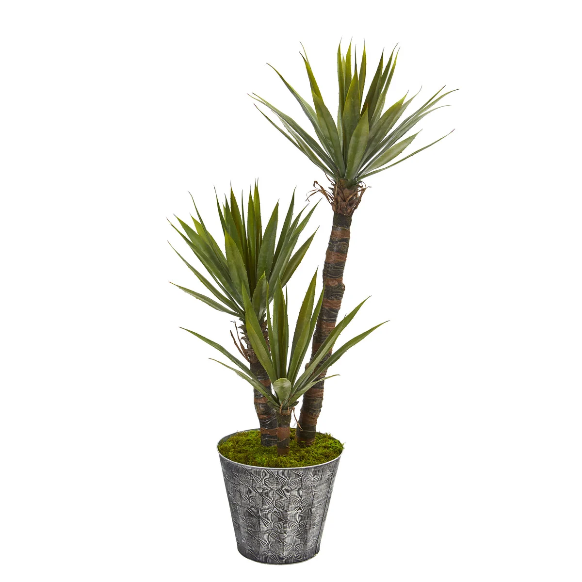 Nearly Natural 9966 52" Artificial Green Yucca Tree in Embossed Black Planter
