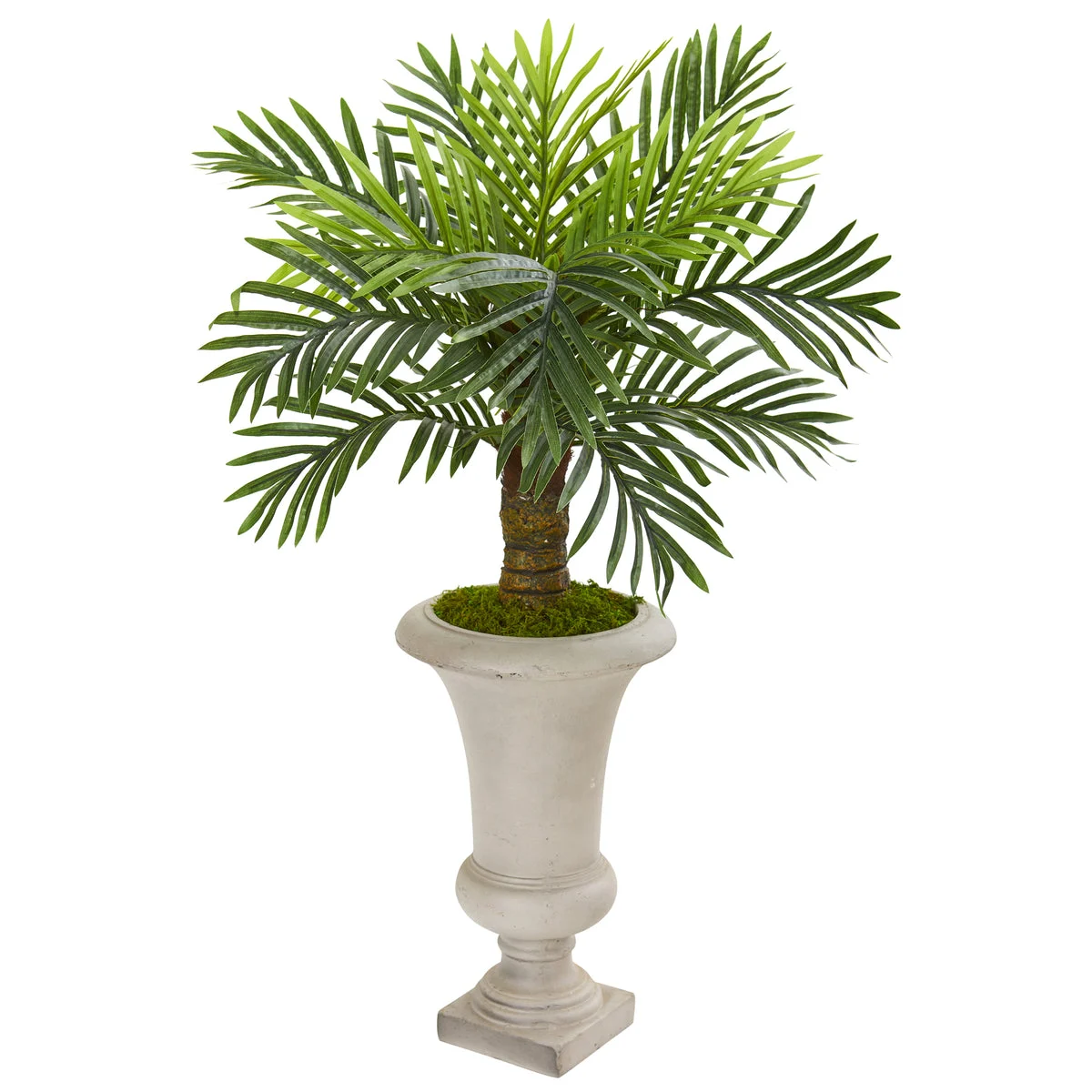 Nearly Natural 9910 34" Artificial Green Robellini Palm Tree in Sand Colored Urn
