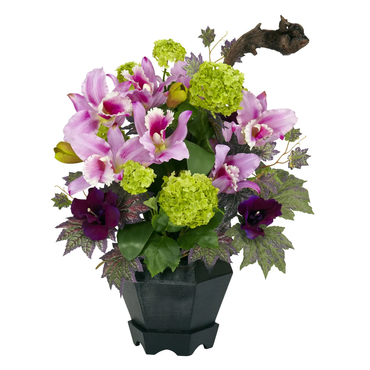 Nearly Natural Mixed Cattleya & Hydrangea Silk Arrangement